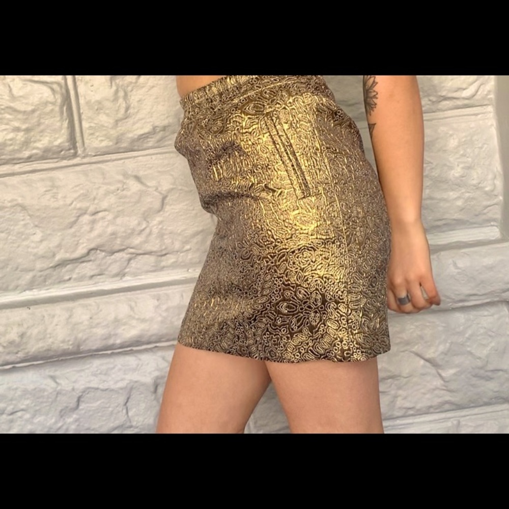 Ann Taylor Loft Petites XSP gold textured skirt